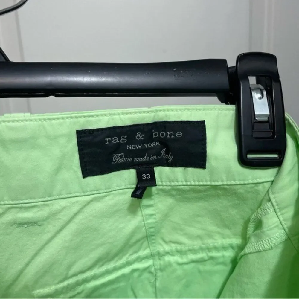 Rag & Bone Cliffe Peached Cotton Field Shorts in Green Size 33
